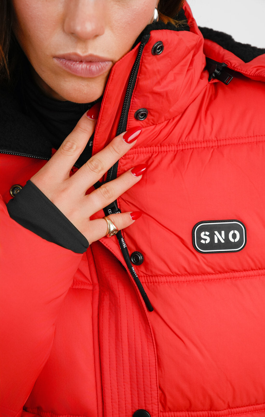 Topshop Sno Ski Hooded Puffer Jacket In Red
