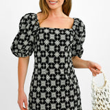 Never Fully Dressed Petite Broderie Bardot Mini Dress In Monochrome Print