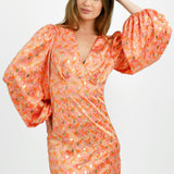Never Fully Dressed Petite Balloon Sleeve Mini Dress In Ombre Shell Print