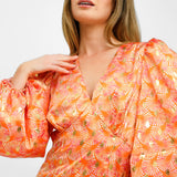 Never Fully Dressed Petite Balloon Sleeve Mini Dress In Ombre Shell Print