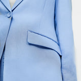 Linen Blend Co-Ord Blazer In Blue
