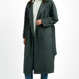 Topshop Reversible Long-Line Padded Trench Coat In Charcoal