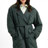 Topshop Reversible Long-Line Padded Trench Coat In Charcoal