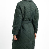 Topshop Reversible Long-Line Padded Trench Coat In Charcoal