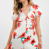 Topshop V Neck Flutter Sleeve Printed Maxi Dress With In Poppy Print