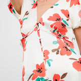 Topshop V Neck Flutter Sleeve Printed Maxi Dress With In Poppy Print