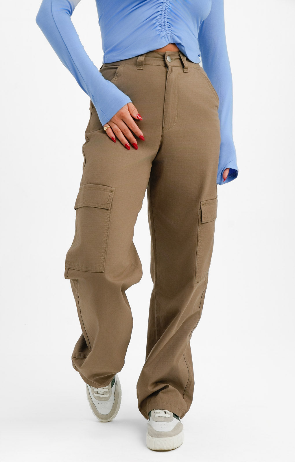 Dr Denim Donna Cargo Trousers In Brown