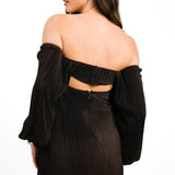 ASOS DESIGN Plisse Overlay Midi Dress With Open Back Detail In Chocolate