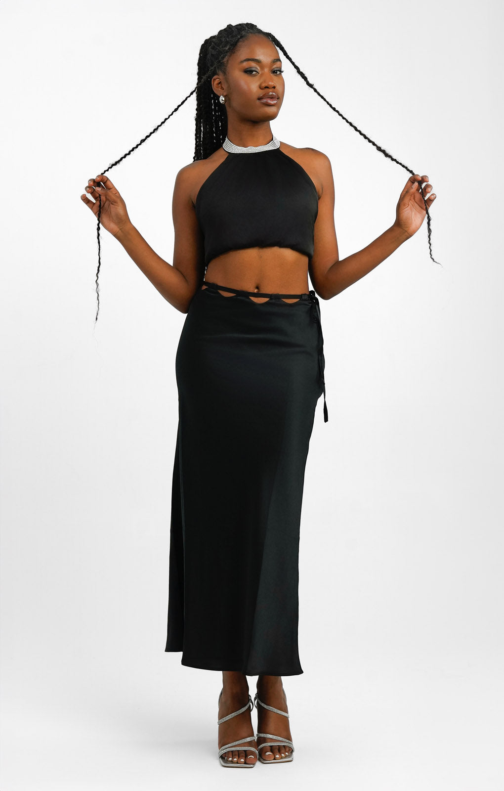Topshop Scallop Maxi Skirt In Black