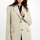 ASOS DESIGN Tall Twill Grandad Oversized Blazer In Oatmeal