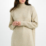 ASOS DESIGN Tall Knitted Oversized Midi Dress With High Neck In Stone