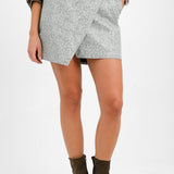 Topshop Cracked Leather Look Wrap Mini Skirt In Marble