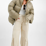Columbia Puffect Surplus Oversized Puffer Coat In Tusk
