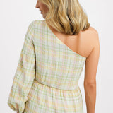 ASOS DESIGN One Shoulder Midi Dress In Summer Check