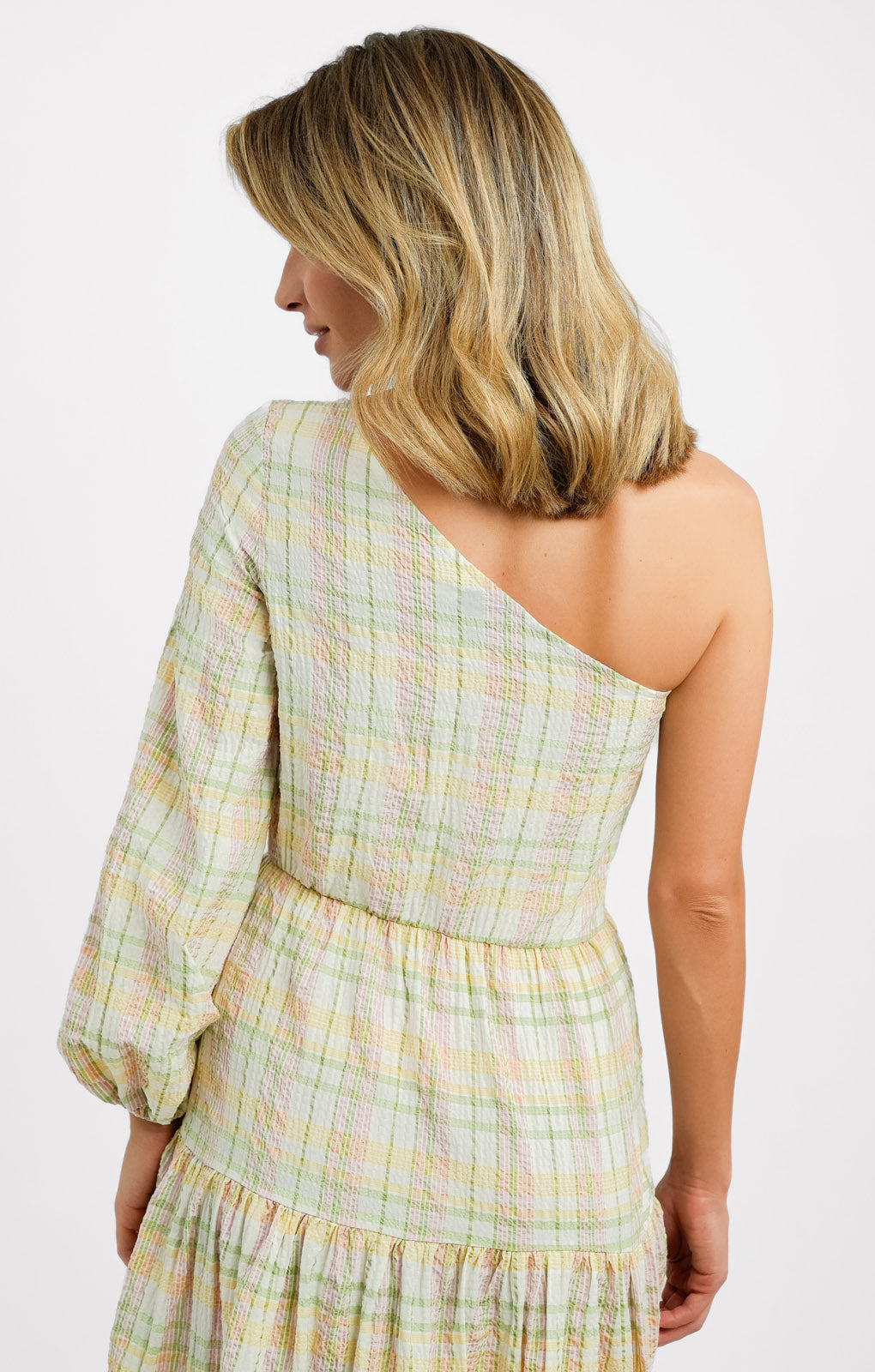 ASOS DESIGN One Shoulder Midi Dress In Summer Check