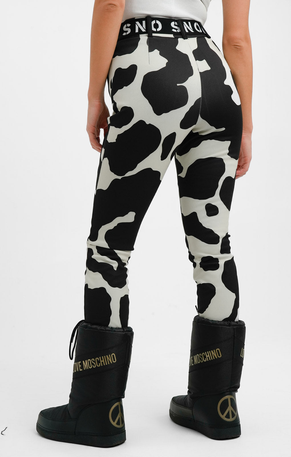 Topshop Sno Cow Print Stretch Slim Leg Ski Trouser With Stirrups In Multi