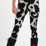 Topshop Sno Cow Print Stretch Slim Leg Ski Trouser With Stirrups In Multi