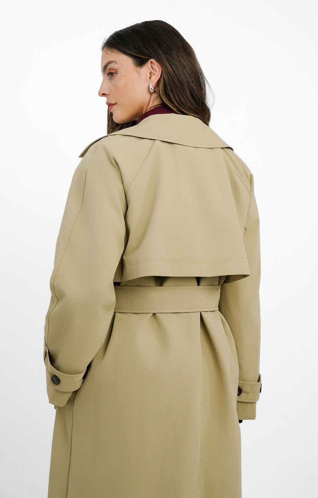 ASOS DESIGN Premium Top Collar Trench In Stone