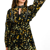 Topshop High Neck Trim Detail Mini Tea Dress In Animal Print