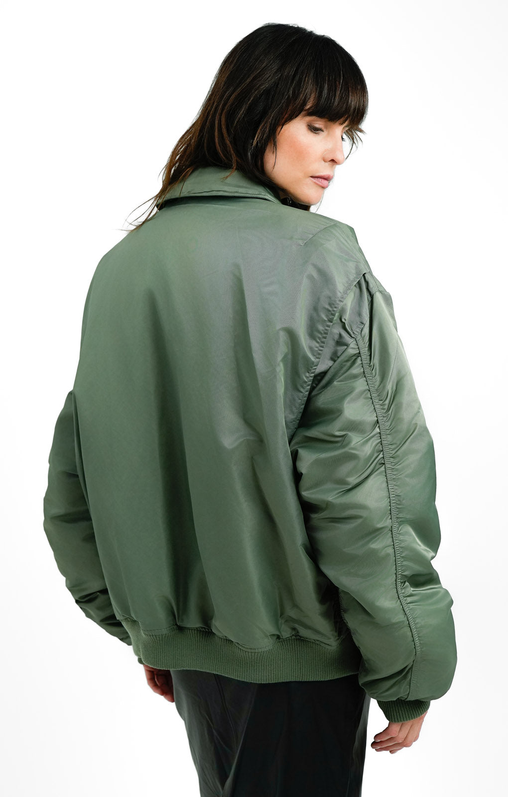 Topshop Reversible Collared Nylon Bomber Jacket With Stripe In Khaki