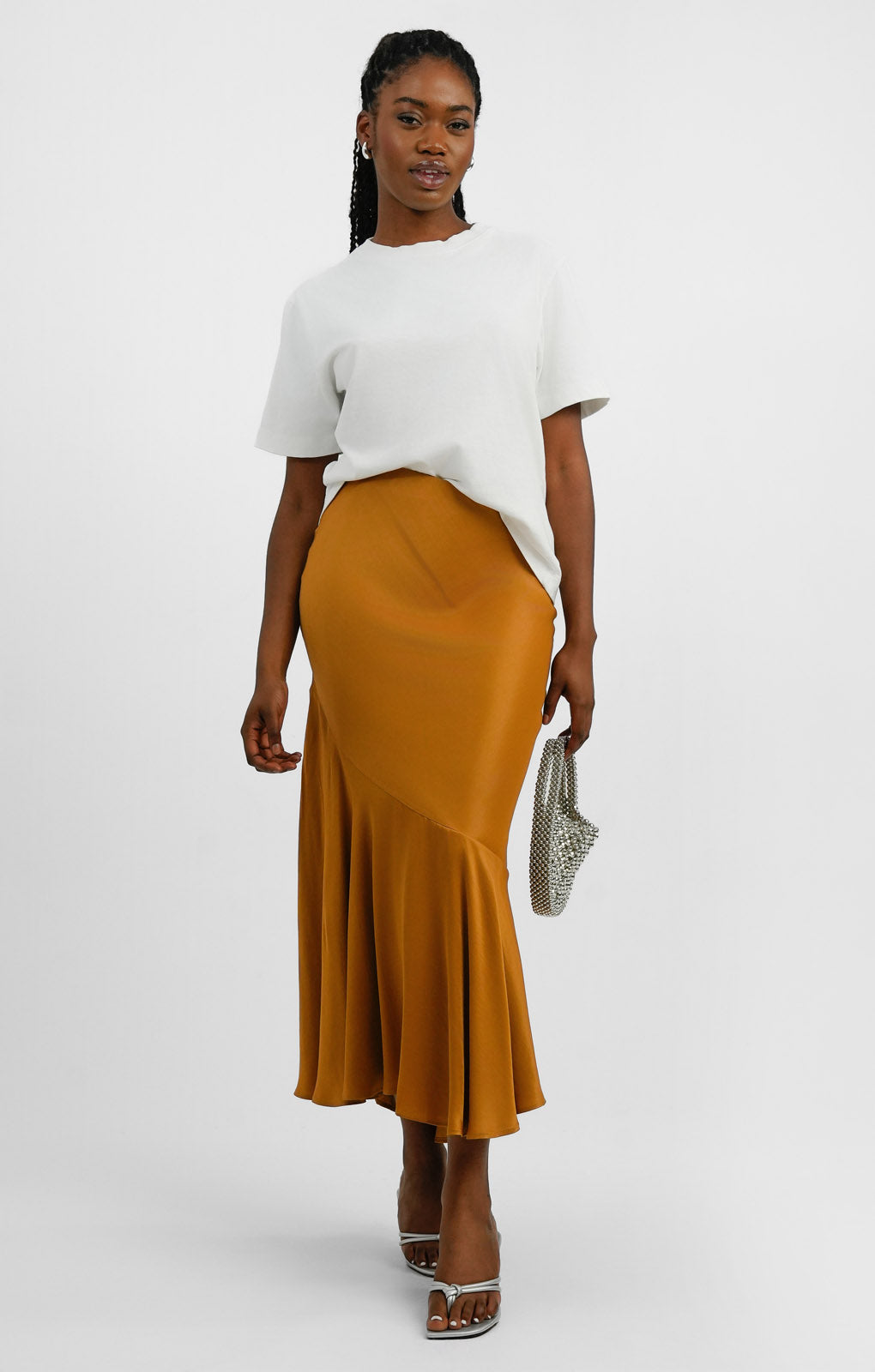 Topshop Seamed Detail Maxi Skirt In Tan