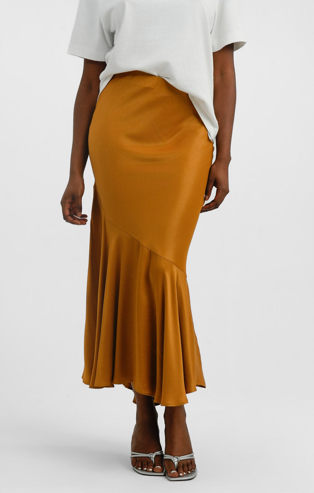 Topshop Seamed Detail Maxi Skirt In Tan