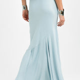 Topshop Tall Seamed Detail Maxi Skirt In Light Blue