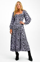 Whistles Georgie Ribbon Print Maxi Dress In Purple