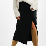 Topshop Ruched Side Maxi Skirt In Black