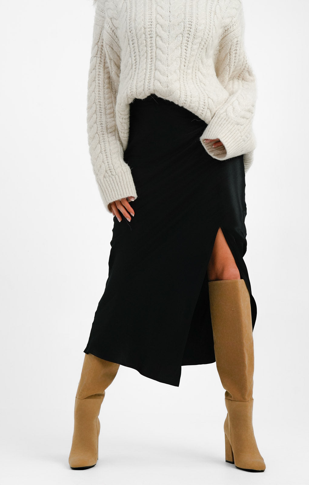Topshop Ruched Side Maxi Skirt In Black