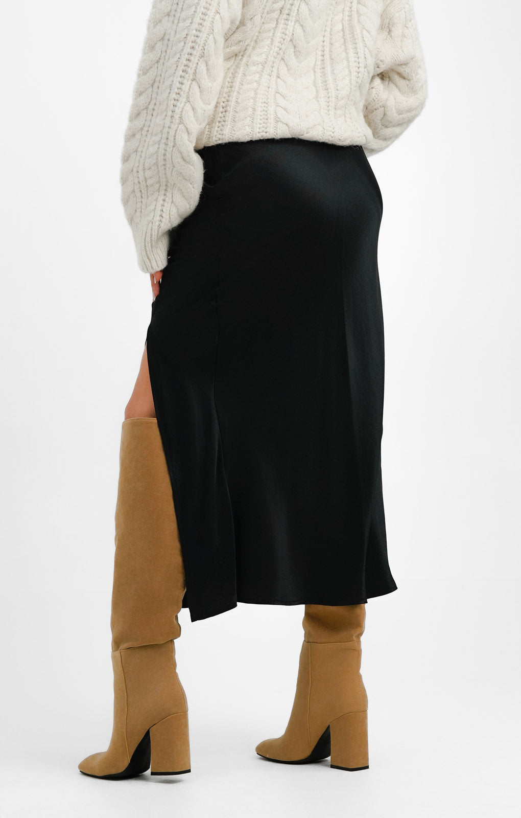 Topshop Ruched Side Maxi Skirt In Black
