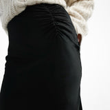 Topshop Ruched Side Maxi Skirt In Black