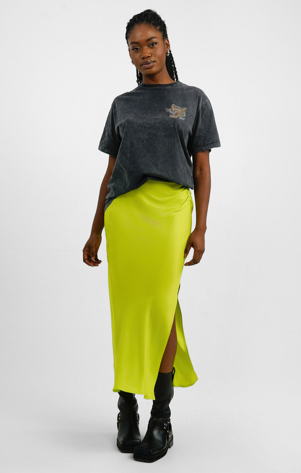 Topshop Ruched Side Maxi Skirt In Bright Lemon
