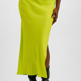 Topshop Ruched Side Maxi Skirt In Bright Lemon