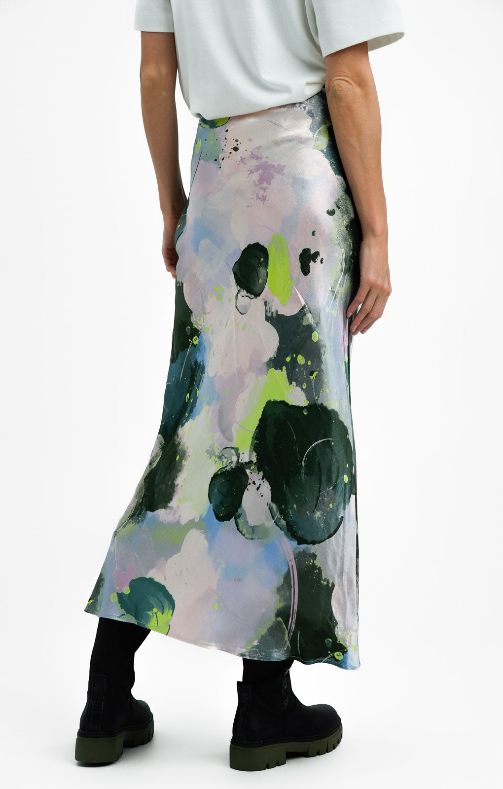 Topshop Tall Graffiti Print Satin Bias Maxi Skirt In Multi