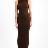 Aria Cove Knitted Sleeveless Boucle Maxi Jumper Dress In Brown