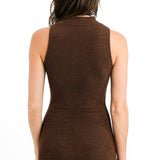 Aria Cove Knitted Sleeveless Boucle Maxi Jumper Dress In Brown