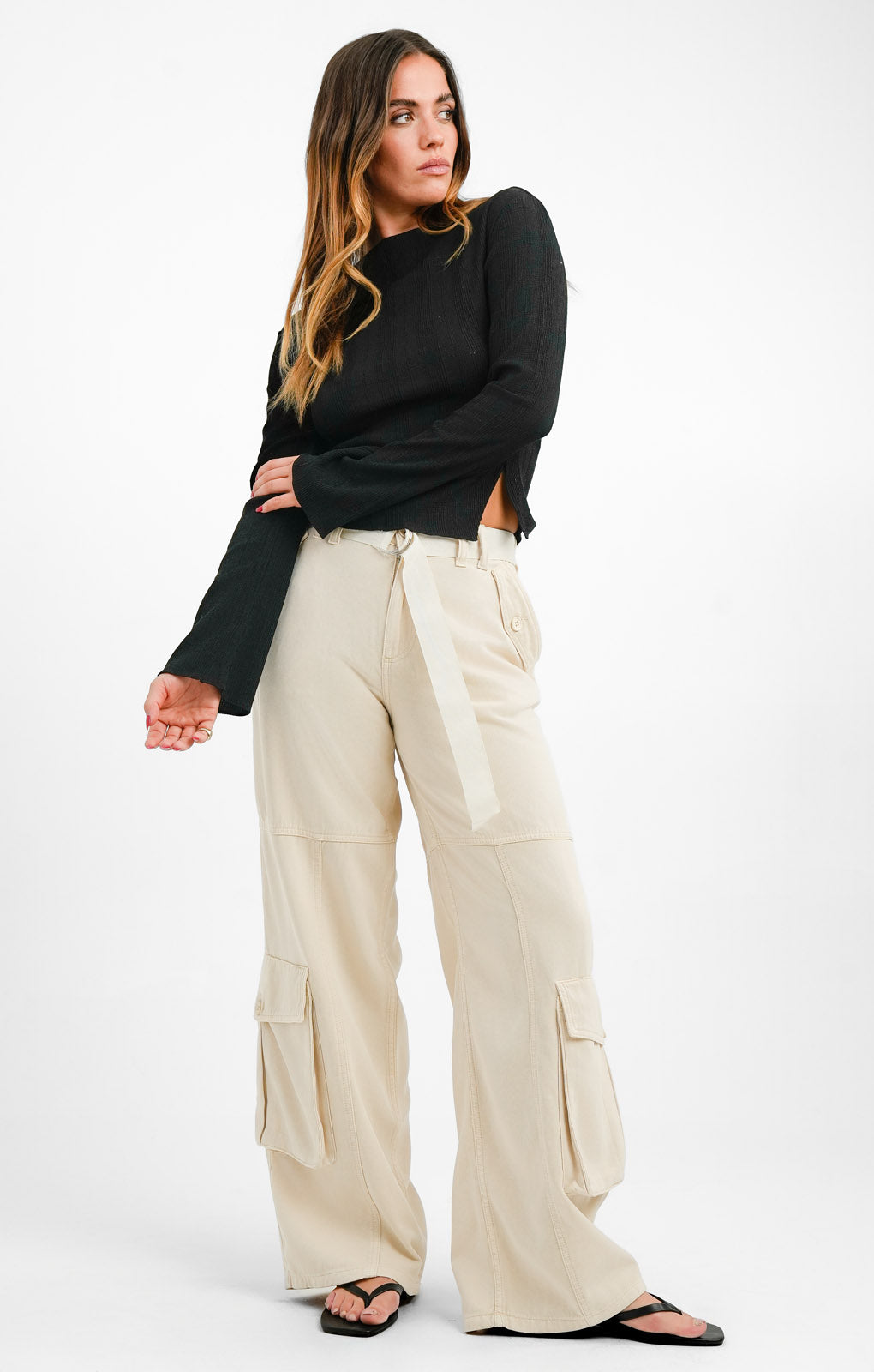 ASOS DESIGN Soft Oversized Cargo With Belt In Ecru