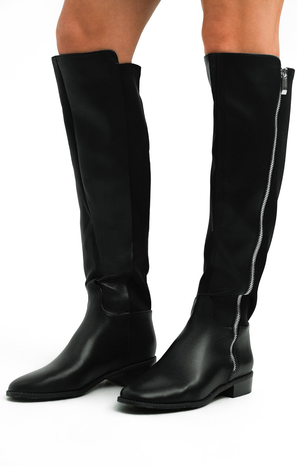 Rent ALDO Aahliyah Flat Knee Boots In Black | Hirestreet