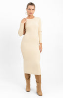 Bardot Midi Knit Dress In Cream