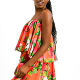 Forever Unique Tiered Midaxi Dress In Orange Floral Print