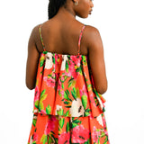 Forever Unique Tiered Midaxi Dress In Orange Floral Print