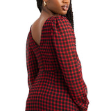 Topshop Ruched Front Midi Dress In Red And Black Gingham
