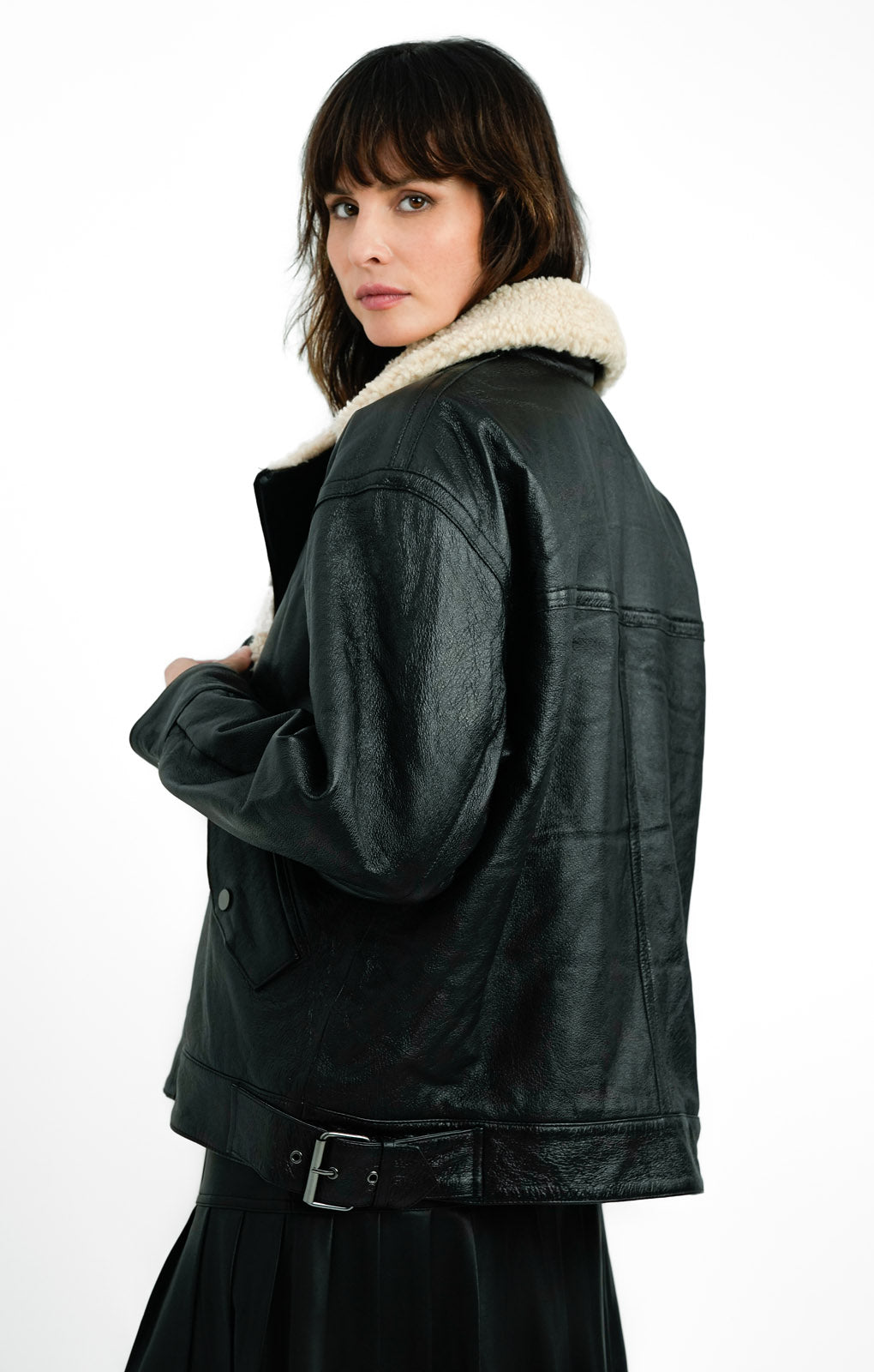 ASOS EDITION Real Leather Ultimate Aviator Coat In Black