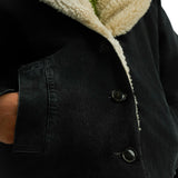 Topshop Denim Chuck On Borg Coat In Washed Black