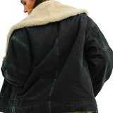 Topshop Denim Chuck On Borg Coat In Washed Black