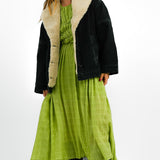 Topshop Denim Chuck On Borg Coat In Washed Black