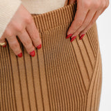 French Connection Knitted Midi Skirt In Brown Stripe