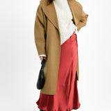 Topshop Tall Asymmetric Maxi Skirt With Ruched Panel In Spice