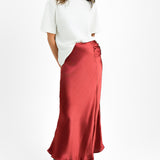 Topshop Tall Asymmetric Maxi Skirt With Ruched Panel In Spice